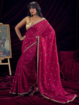 Sareemall - Women's Silk Pink Embellished Saree With Unstitched Blouse
