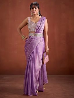 Sareemall - Women's Silk Lavendar Solid Saree With Unstitched Blouse