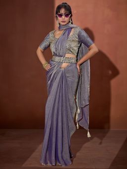 Sareemall - Women's Silk Purple Solid Saree With Unstitched Blouse