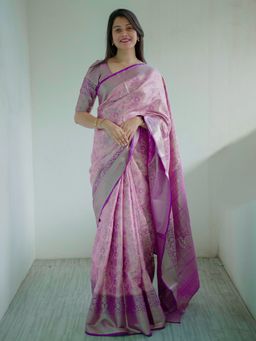 Varanga - Luxurious Purple Silk Rich Woven Pallu Design Saree With Unstitched Blouse