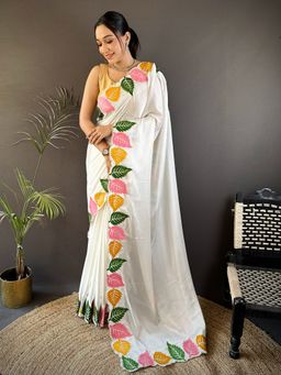Varanga - Luxurious White Silk Rich Woven Pallu Design Saree With Unstitched Blouse