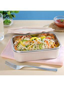 Larah by Borosil - 400 ML beige Freshbyte Rectangular Lunchbox