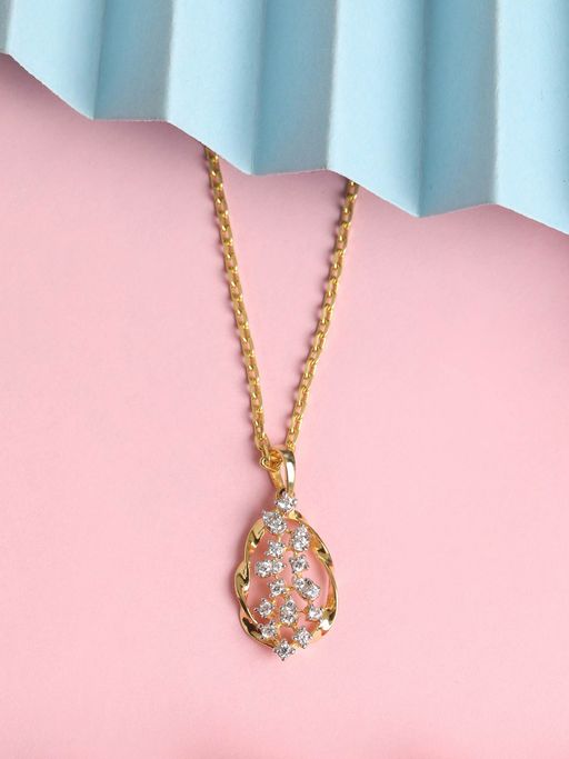 CLARA 925 Silver Gold Rhodium Plated Swiss Zirconia Petra Pendant Chain Necklace for Women