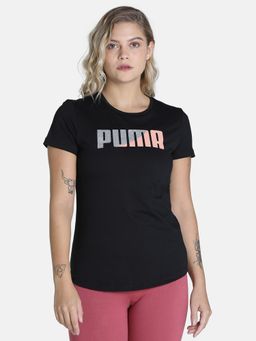 Puma - Glitter Graphic Logo Women Black T-shirt