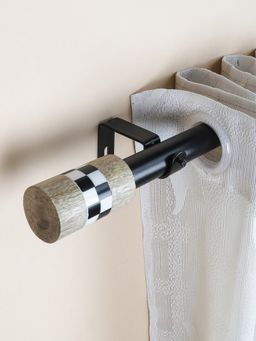 The Decor Mart - 84"-144" Chess Wood Finial Extendable Curtain Rod Black 19Mm (Hardware Included)
