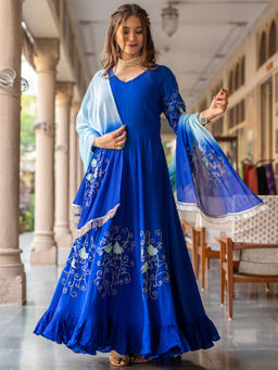 Roohaniyat - Royal Blue Princess Suit (Set of 2)