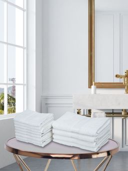 KOPA - 12Pc Quick Dry 100% Cotton Soft Terry Towel -4Pc Hand, 8Pc Face D'Ross Solid-White