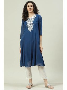 Biba - Navy Flared Kurta