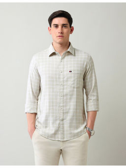 AD By Arvind - Beige Modern Slim Fit Checked Shirt