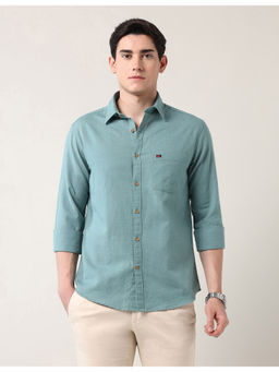 AD By Arvind - Green Modern Slim Fit Solid Shirt