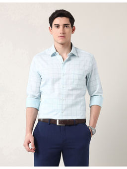AD By Arvind - Light Blue Modern Slim Fit Graph Checked Shirt