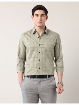 AD By Arvind - Olive Modern Slim Fit Graph Checked Shirt