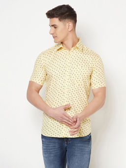 CRIMSOUNE CLUB - Mens Yellow Floral Shirt
