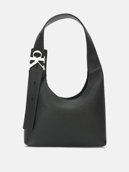 Calvin Klein - Solid Black Pu Shoulder Handbag