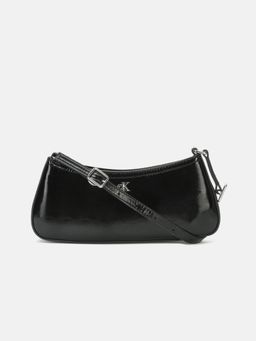 Calvin Klein - Solid Black Pu Handbaguette Handbag