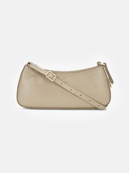 Calvin Klein - Solid Taupe Polyester Handbaguette Handbag