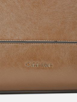 Calvin Klein - Solid Brown Pu Handbag with Detachable Strap