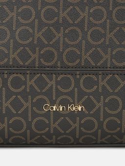 Calvin Klein - Colorblock Brown Pu Handbag with Detachable Strap