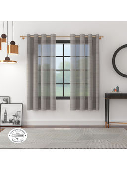 HomeTown - Amour Set of 2 Burn Out Window Sheer Curtain in Charcoal Color