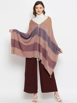 KnitStudio - Brown Striped Knitted Shawl