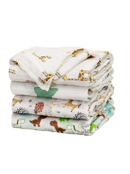 Elementary - Reusable Muslin Cotton Square Large Nappy Pack of 4 - Multicolor (Assorted Designs)