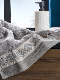 Maspar - Grey Cotton Soft & Absorbent Anti-Odor Hand Towels (Pack of 2) (M)