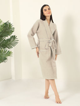 MULBERRY LIVING - Unisex Beige Waffle Cotton Bath Robe