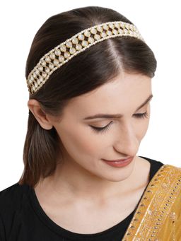 Karatcart - Handcrafted Gold Plated Kundan Antique Hairband for Women
