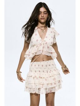 H&M - Women White Tiered Chiffon Skirt