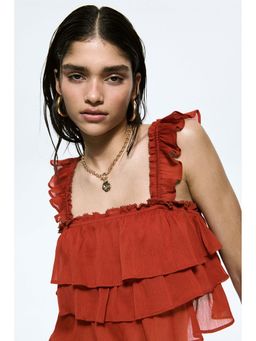 H&M - Women Red Tiered Crinkled Top