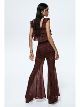 H&M - Women Red Flared Crinkled Pant