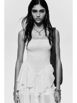 H&M - Women White Smocked Strappy Dress