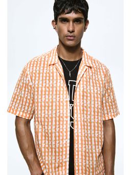 H&M - Men Orange Regular Fit Cotton Resort Shirt