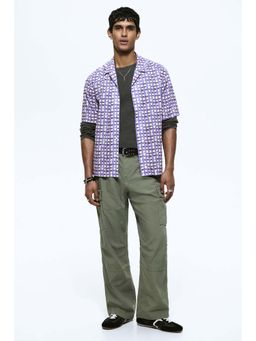 H&M - Men Purple Regular Fit Cotton Resort Shirt
