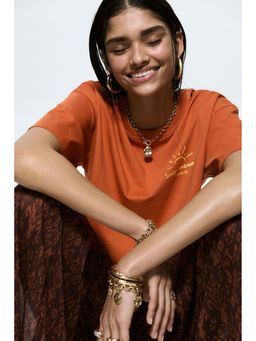 H&M - Women Orange Oversized Printed T-Shirt