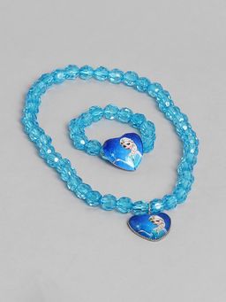 EL REGALO - Kids Girls Jewellery Necklace and Bracelet Combo Blue (Set of 2)