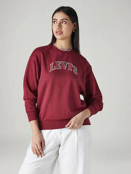 Levi's - Women Maroon Typography Cotton Blend Sweatshirt