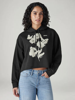 Levi's - Women Black Graphic Cotton Hoodie