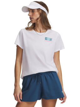 Under Armour - Women White Solid/Plain Cotton T-Shirt