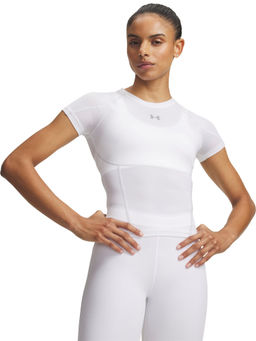 Under Armour - Women White Solid/Plain Polyester T-Shirt