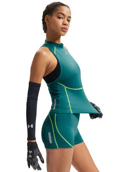 Under Armour - Women Green Solid/Plain Polyester Tank