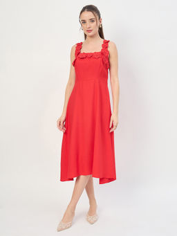 Madame - Women Red Floral Rayon Dress