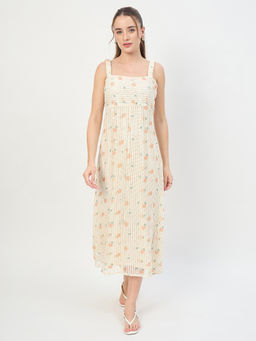 Madame - Women Beige Printed Polyester Dress