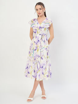 Madame - Women Purple Floral Polyester Dress