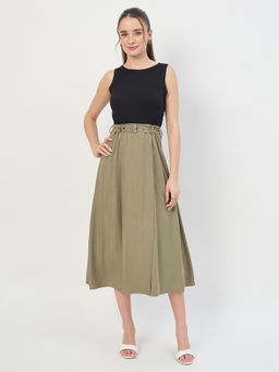 Madame - Women Black Solid/Plain Polyester Dress with Belt