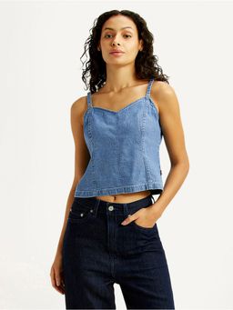 Levi's - Womens Solid Blue Crop Top