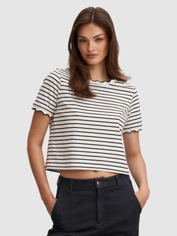 Forever New - Dolly Stripe Scallop Top