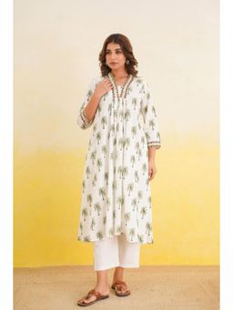 GOODHAND - white cotton block printed Kurta for women