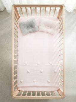 Mi Arcus - Baby Bedding Set - Pink And Grey Cotton Sheet, Comforter And Pillow