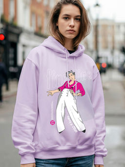 Bewakoof - Women's Purple Watermelon Sugar Graphic Printed Oversized Hoodies